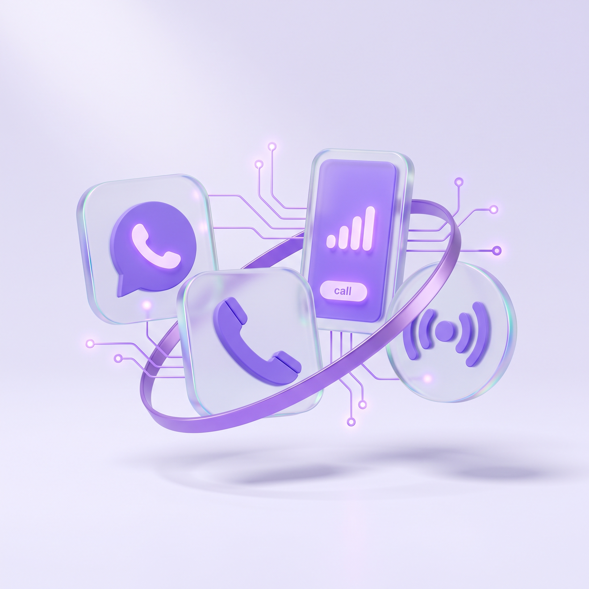 Íconos de contacto y comunicación en vidrio esmerilado, estética Lumyn